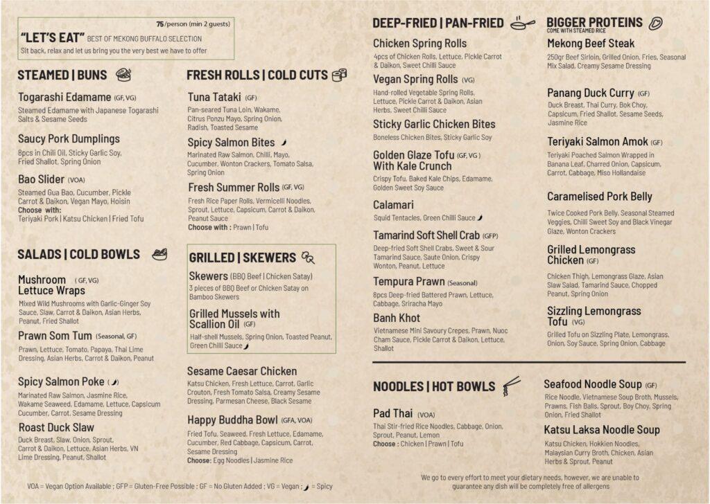 Mekong Buffalo Menu